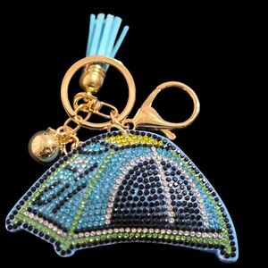 Blue and Gold Tent Bag Charm Keychain